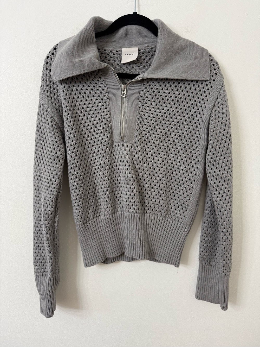 {M} Varley Darla Half Zip Knit Gray Turtleneck Sweater